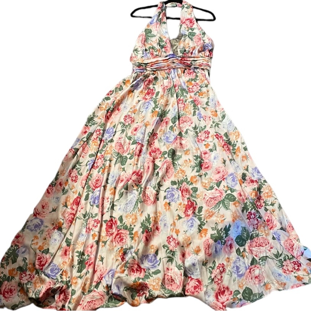 SHEIN crossover halter maxi floral dress